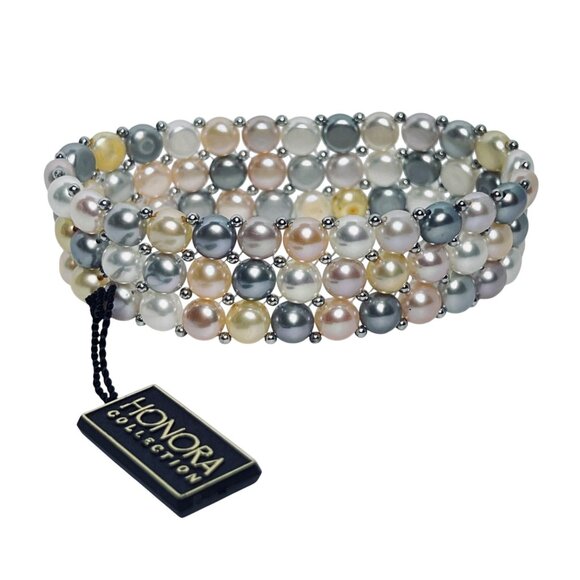 Honora Sterling Silver And Freshwater Pearls Stretch Bracelet (5953) - Picture 3 of 4